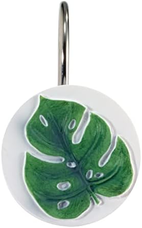 Avanti Linens - Shower Curtain Hooks, Tropical Inspired Home Decor, Set of 12 (Viva Palm Collection)