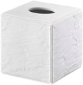 Nicole Miller - Tissue Box Cover, Durable Resin Countertop Accessories with Textured Marble Design, Fits Standard Tissues, Modern Home Decor, Dorm Room Essentials (Zen Collection, White)