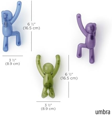 Umbra Buddy Wall Hooks, Drill-Free Pin-Point Coat Hooks, Gem Multi