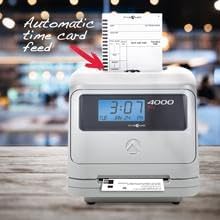 Pyramid Time Systems - Model 4000 Auto Totaling Time Clock - Silver | Electronic Time Punch Clock for Small Business, Includes 25 Time Cards, Ribbon, 2 Security Keys (7.25"h x 7"w x 6.75"d)