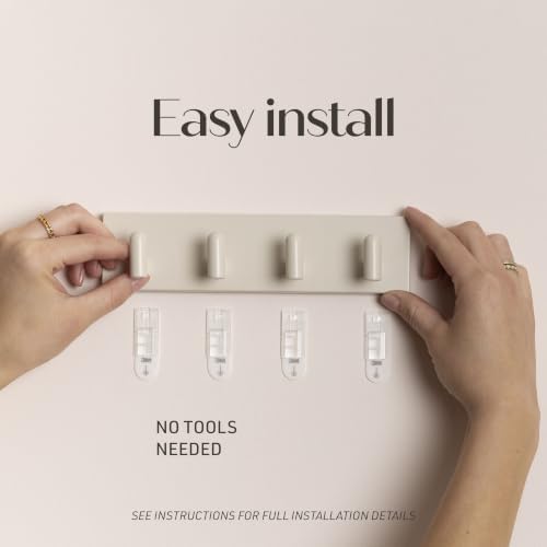 Command Decor Metal Key Rail, Light Beige, 1 Hook Rail, 8 Small Strips