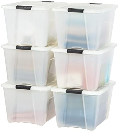 IRIS USA 6-Pack 54 Quart Storage Bins with Lids, Pearl