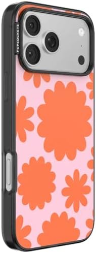 PopSockets iPhone 17 Pro Max Phone Case with MagSafe- Floating Florals | Magnetic, Wireless Charging, Camera & Drop Protection, Hot Pink, Flower, Floral