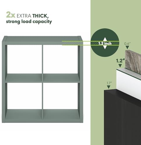 Furinno Cubicle Book Shelf Set of 2, 4-Cube Bookshelf, Sage Green