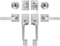VEVOR Double Door Handle Set, Double Door Lock Set with Reversible Handle Lever, Satin Nickel Square Door Lever, Heavy Duty Double Front Door Handle Set with Dummy, for Front Door or Office Door