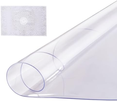 VEVOR Plastic Table Cover, 48 x 48 Inch 2.0 mm Thick Clear Round PVC Desk Mat Protector, Waterproof & Easy Cleaning Tablecloth for Office, Dresser, Dining Room, Night Stand