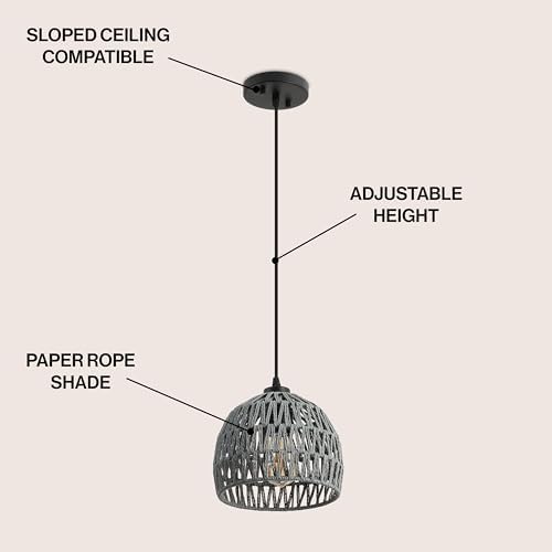 JONATHAN Y Campana 1-Light Pendant Dome Ceiling Lamp, 8.25", Gray
