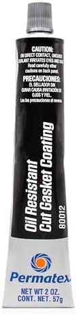 Permatex 80012 Black Cut Gasket Coating, Flexible, Oil-Resistant Silicone Sealant for Paper, Cork & Rubber Gaskets, Extends Gasket Life, Fills Scars, Tack-Free in 1 Hr, 2 Oz.