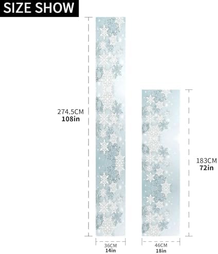 ALAZA Double-Sided Silver Winter Abstract Christmas Table Runner 18x72 Inches Long,Table Cloth Runner for Wedding Birthday Party Kitchen Dining Home Everyday Decor