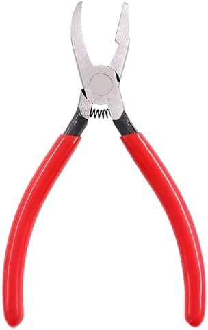 Professional Glass Breaking and Trimming Pliers, 6-Inch Stained Glass Grozer Tool with Red PVC Handle, Serrated Carbide Jaws for Glass, Tiles, Mosaic, Mirrors, Bottles
