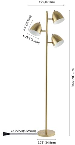 JONATHAN Y Billy 3-Light Contemporary Metal Floor Lamp 66.5", Brass Gold
