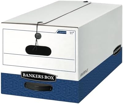 Bankers Box 12-Pack String & Button Heavy-Duty File Box, Letter, FastFold