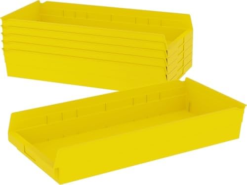 Akro-Mils 30174 Heavy Duty Plastic Shelf Bins, 24"x 11"x 4", Yellow, 6-Pk