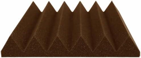 Foam Factory Inc 24 Pack Color Acoustic Foam Panel Studio Soundproofing Wedge Wall Tiles 12” X 12” X 2” (Brown)