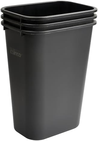 Winco PWR-41K Waste Basket, 10 Gallon, Black (Pack of 2)