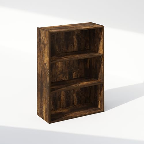 Furinno Simple Book Shelf, 3-Tier Bookshelf, Storage Shelves Bookcase, 9.7 x 23.7 x 31.5, for Living Room, Bedroom, Home Office, Amber Pine