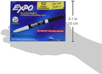 EXPO Dry Erase Markers, Low Odor Ink, Assorted Colors, Fine Tip, 36 Count