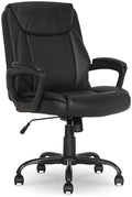 Amazon Basics Classic Puresoft PU Padded Mid-Back Office Desk Chair with Armrest, Easy Assembly, Sturdy Metal Base, Wheels, 275lb Support, 26"D x 23.75"W x 42"H, Black