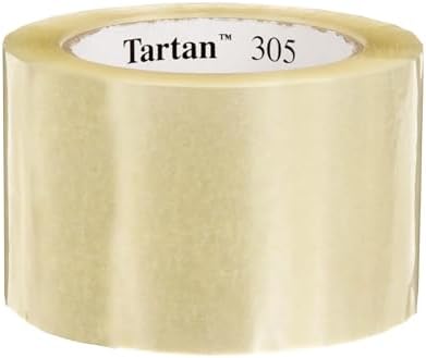 3M Tartan Box Sealing Tape 305, Clear, 2.83 in x 109.36 yds (72 mm x 100 m)