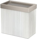 Gatco Small Bathroom Trash Can with Lid, Rectangle 3 Gallon Wastebasket, Under Sink, White Oak with Satin Nickel, for Bathroom, Bedroom, Office (1943SN)