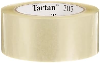 3M Tartan Box Sealing Tape 305, Clear, 1.88 in x 109.36 yds (48 mm x 100 m)