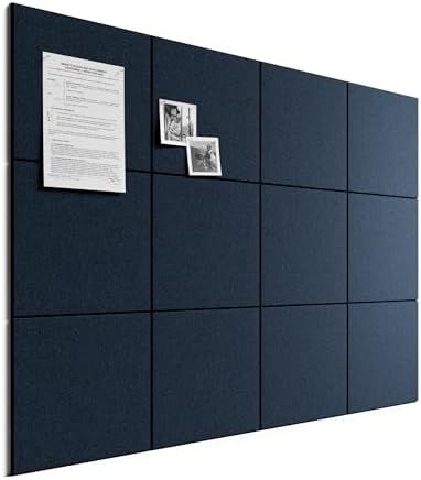 Bumusty 48"x 36" Large Felt Bulletin Board Tiles, Carbon Blue