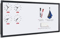 4x2 Ft Magnetic Whiteboard with 4 U.S. Time Zone Clocks, Black Wood Frame