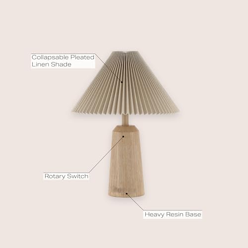 JONATHAN Y Arvid Table Lamp 20.5" Resin Metal Bedside, Beige Wood Finish