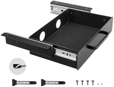VEVOR Under Desk Drawer Slide Out, 13 inch Attachable Desk Drawer for Sit Stand Workstation, Hidden Under Counter Drawers for office Home, Black