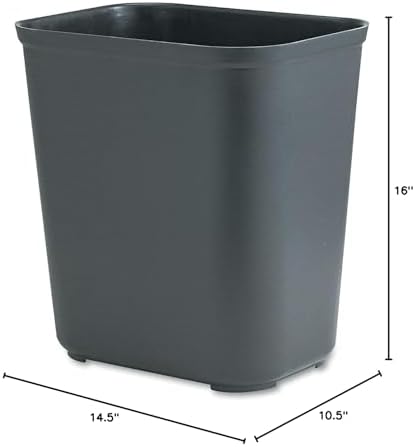 Rubbermaid Commercial Products Fire Resistant Wastebasket 7GAL/28 QT, Black, for Hospitals/Schools/Hotels/Offices