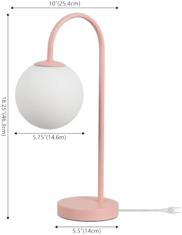 JONATHAN Y Arco 18.25" Pink Arched Metal Table Lamp with Globe Shade