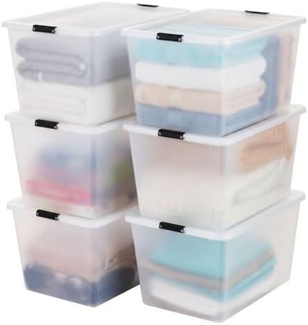 IRIS USA 6-Pack 55 Quart Clip Box with Latching Lid