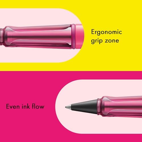 Lamy safari neonpink - Rollerball Pen with ergonomic grip & line width M - for pleasant long writing - made of robust ASA plastic - including rollerball refill M 63 in black