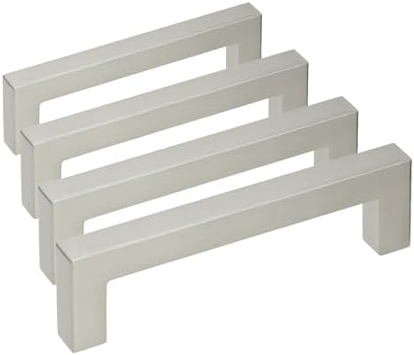Amerock | Cabinet Pull | Satin Nickel | 3-3/4 inch (96 mm) Center to Center | Monument | 4 Pack | Drawer Pull | Drawer Handle | Cabinet Hardware