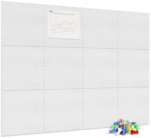Neatsure Large Cork Board for Wall, 48" x 36" Bulletin Board with Pushpins, 12 Panels Felt Tiles Tack Push Pin Board for Office, Silver Gray