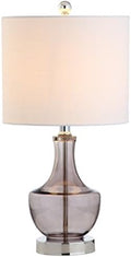 JONATHAN Y Colette 20" Glass Mini Bedside Table Lamp, Smoke Gray