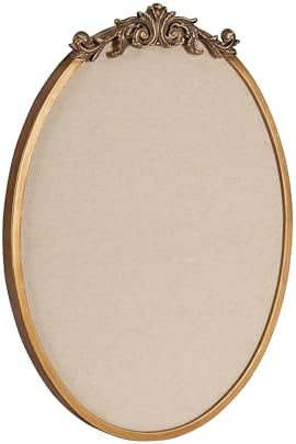 Kate and Laurel Arendahl Decorative Oval Pinboard, 18 x 24, Gold, Framed Round Ornate Vintage Cork Board for Use as Motivational Vision Board or Wall Organizer