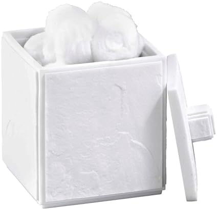 Nicole Miller - Covered Jar, Durable Resin Countertop Accessories with Textured Marble Design, Modern Bathroom Decor, Dorm Room Essentials (Zen Collection, White)