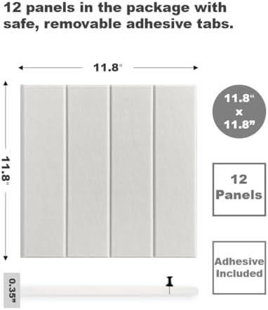 White Felt Bulletin Board Tiles | Modern Cork Board Alternative | Large Cork Boards for Walls | Aesthetic Felt Wall Panels for Office & Home Decor | Pin Board & Photo Board (12-Pack) | White