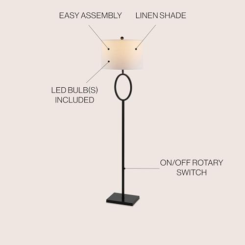 JONATHAN Y April 61" Metal LED Floor Lamp Hoop Design, Oil Rubbed Bronze