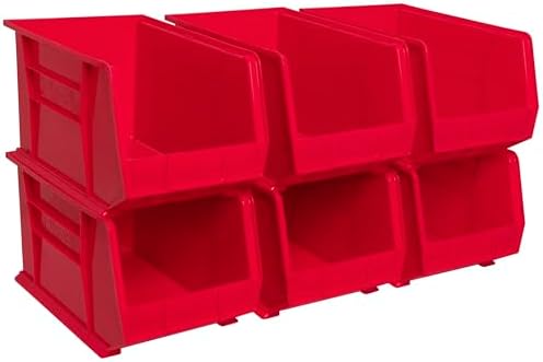 Akro-Mils 30260 AkroBins Plastic Storage Bins, 18"x11"x10", Red, 6-Pack
