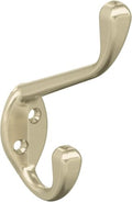 Amerock H55451BBZ | Noble Double Prong Decorative Wall Hook | Golden Champagne Hook for Coats, Hats, Backpacks, Bags | Hooks for Bathroom, Bedroom, Closet, Entryway, Laundry Room, Office (Pack of 6)