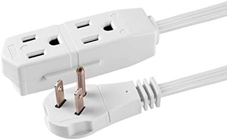 GE 3-Outlet Flat Extension Cord 8 Ft Grounded Extension Cord