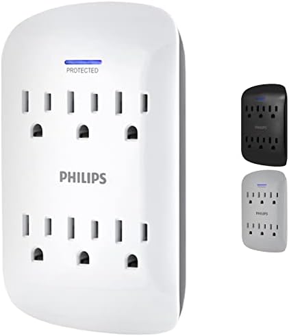 GE Home Electrical GE UltraPro Surge Protector Plug with Alarm, Outlet Extender, Plug Adapter, Appliance, Refrigerator, End of Service, 1080 Joules, Warranty, UL Listed, White, 38124
