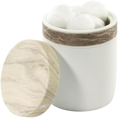 IZOD – Covered Jar, Hand-Painted Resin with Color-Blocked Marble Design & Lift-Off Lid, Decorative Storage for Bathroom, Kitchen, Bedroom or Office (Tidal)