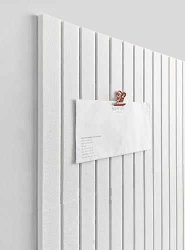 Slated Felt Bulletin Board Tiles | Cork Board Alternative for Walls | Wall Panels for Office & Home Decor | Aesthetic Pinboard & Photo Board | 12-Pack (11.8" x 11.8") with Adhesive | Pure White