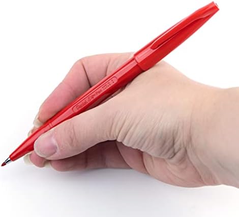 Pentel Sign Pen Fiber-Tipped Pen, Red Ink, Box of 12 (S520-B)
