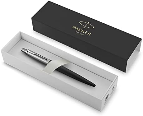 Parker Jotter Ballpoint Pen Bond Street Black with Chrome Trim Medium Point Blue Ink Gift Box (1953184)