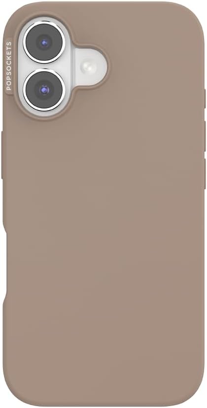 PopSockets iPhone 16 Phone Case with MagSafe- Latte | Magnetic, Wireless Charging, Camera & Drop Protection, Brown, Plain, Cream, Beige, Summer Spring