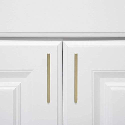 Amazon Basics Modern Square Cabinet Pulls, Kitchen Drawer Handles, 5.39-inch Length (5-inch Hole Center), Golden Champagne, 10-Pack